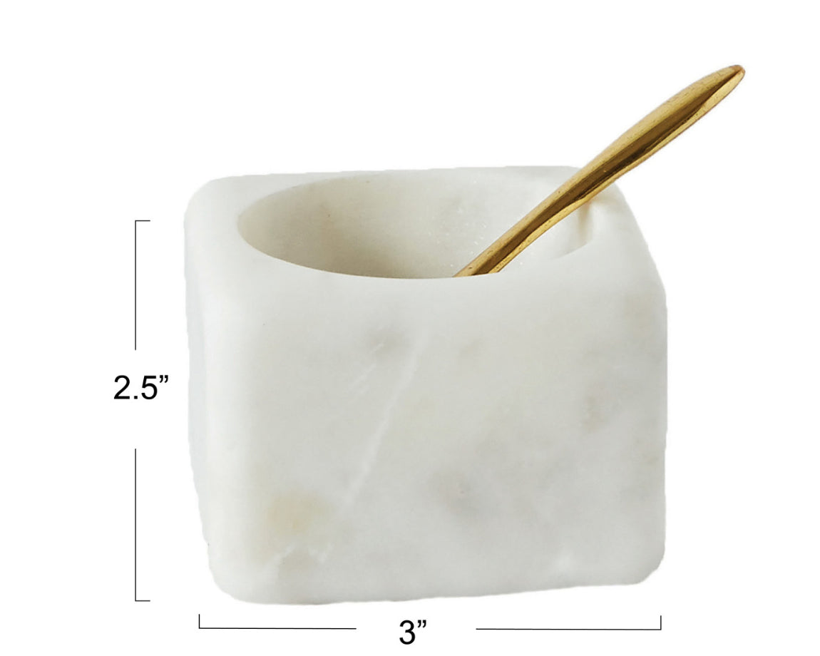 Marble Bowl w/ Brass Spoon