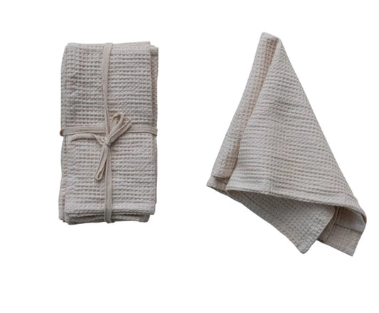 18" Square Woven Linen & Cotton Waffle Napkins, Set of 4