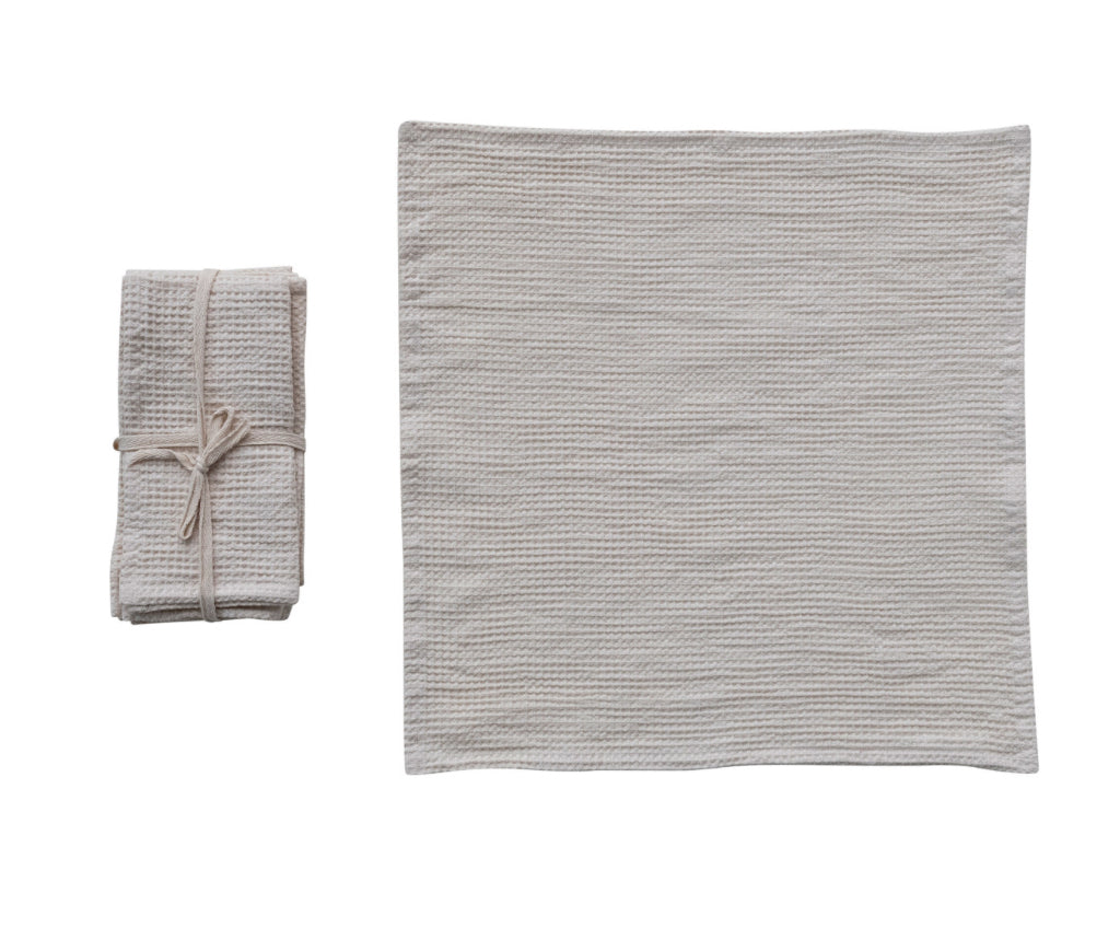 18" Square Woven Linen & Cotton Waffle Napkins, Set of 4